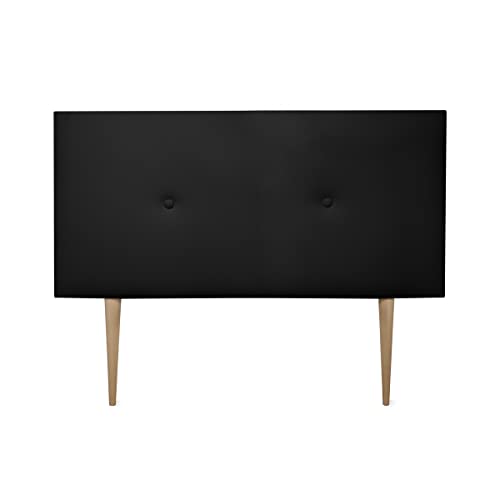 DUÉRMETE ONLINE gepolstertes Kopfteil Modell Mailand | Bezug aus hochwertigem Kunstleder, Holz, Schwarz, 130 x 60 cm Con Patas (Cama 120) von DUÉRMETE ONLINE