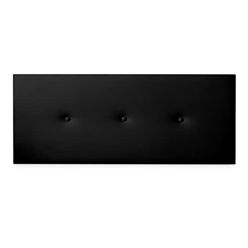 DUÉRMETE ONLINE gepolstertes Kopfteil Modell Mailand | Bezug aus hochwertigem Kunstleder, Holz, Schwarz, 160 x 60 cm (Cama 150) von DUÉRMETE ONLINE