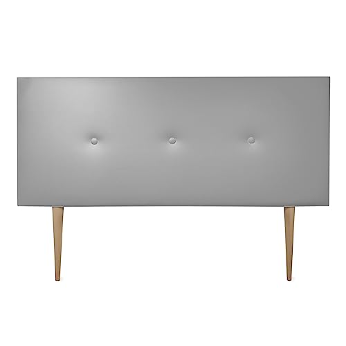 DUÉRMETE ONLINE gepolstertes Kopfteil Modell Mailand | Bezug aus hochwertigem Kunstleder, Holz, Silber, 160 x 60 cm Con Patas (Cama 150) von DUÉRMETE ONLINE