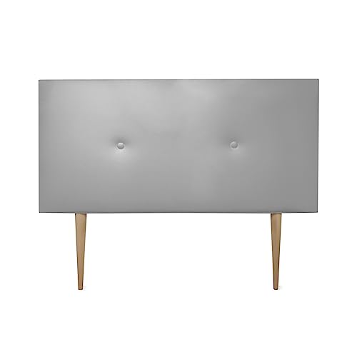 DUÉRMETE ONLINE gepolstertes Kopfteil Modell Mailand | Bezug aus hochwertigem Kunstleder, Holz, Silber, 90 x 60 cm Con Patas (Cama 80) von DUÉRMETE ONLINE