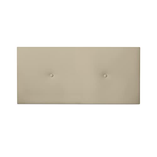 DUÉRMETE ONLINE gepolstertes Kopfteil Modell Mailand | Bezug aus hochwertigem Kunstleder, Holz, beige, 130 x 60 cm (Cama 120) von DUÉRMETE ONLINE