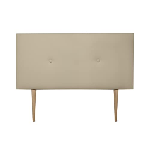 DUÉRMETE ONLINE gepolstertes Kopfteil Modell Mailand | Bezug aus hochwertigem Kunstleder, Holz, beige, 130 x 60 cm Con Patas (Cama 120) von DUÉRMETE ONLINE