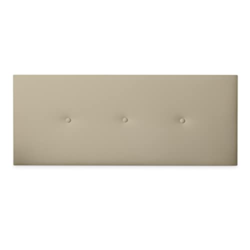 DUÉRMETE ONLINE gepolstertes Kopfteil Modell Mailand | Bezug aus hochwertigem Kunstleder, Holz, beige, 145 x 60 cm (Cama 135/140) von DUÉRMETE ONLINE