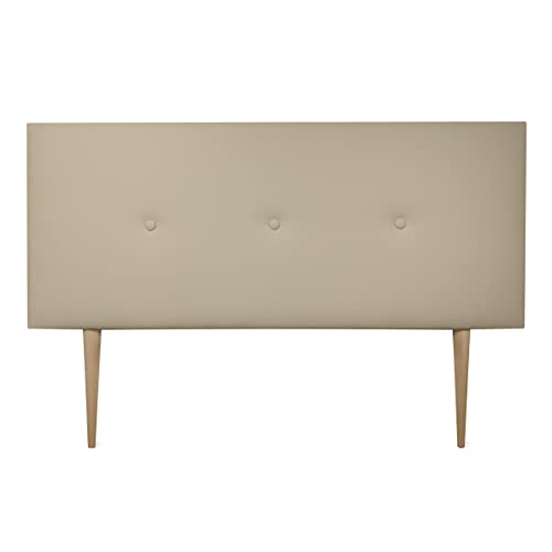 DUÉRMETE ONLINE gepolstertes Kopfteil Modell Mailand | Bezug aus hochwertigem Kunstleder, Holz, beige, 170 x 60 cm Con Patas (Cama 160) von DUÉRMETE ONLINE