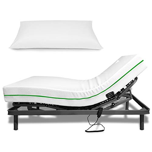 Duérmete Online Elektrisches Bett mit Gelenk, verstärkt, 5 Ebenen + viskoelastische Matratze, ergonomisches Visco + Kissen mit seidiger Haptik, Graphitgrau von DUÉRMETE ONLINE