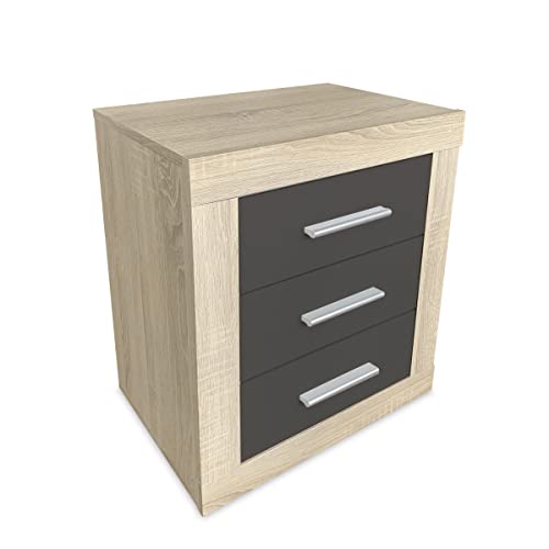 Duérmete Online Nachttisch im nordischen Stil, Modell Omabella, mit 3 Schubladen, praktisches und Elegantes Design, Farben Cambria und Graphit Duérmete Online Nachttisch im nordischen Stil, Modell Omabella, mit 3 Schubladen, praktisches und Elegantes Design, Farben Cambria und Graphit von DUÉRMETE ONLINE