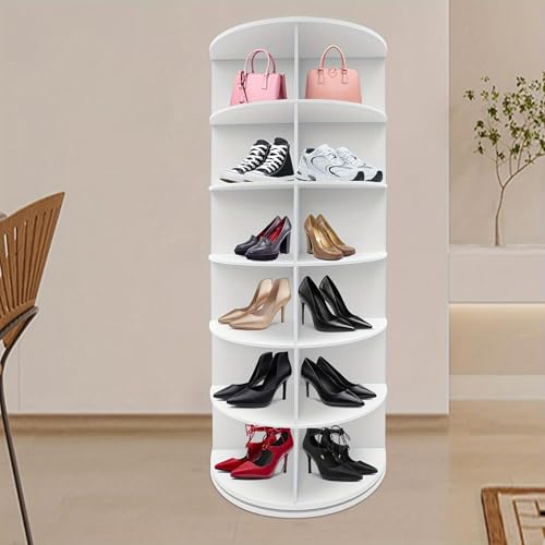 360° Freistehender Runder Schuhorganizer Rotierendes Freistehendes Schuhregal Multifunktionale Schuhablage, Hohe Basis Design Schuhständer, Organizer Platzsparend, Standregal Lagerregal Eckregal von DUEYUN
