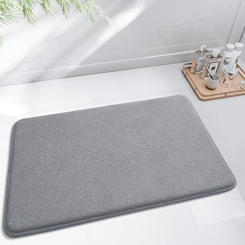 DUEYUN Memoryschaum Badezimmerteppich Weich Badematte maschinenwaschbar rutschfest Waschbar Dick Badteppich Saugfähig Badvorleger Bad Teppich Duschvorleger für Badezimmer (Gray, 40 * 60cm) von DUEYUN
