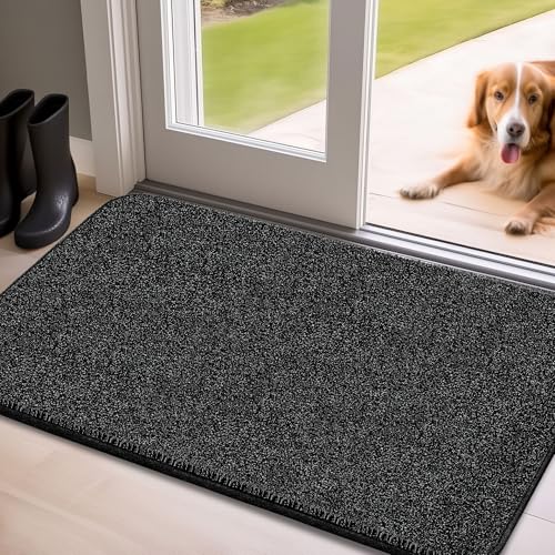 DUEYUN Schmutzfangmatte Innen 40x60cm, rutschfeste Fußmatte, waschbar Sauberlaufmatte, absorbierend Türmatte, Fussmatte Teppich für Hund, Eingang, Haustür Flur (Black) von DUEYUN