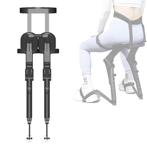 DUEYUN Tragbarer Exoskelett Stuhl for Menschen Verstellbarer Unsichtbarer Sitz Bein-Ergonomiesitz, Tragkraft Bis Zu 150 Kg 5 Gänge Verstellbar Friseure, Köche (Schwarz) von DUEYUN