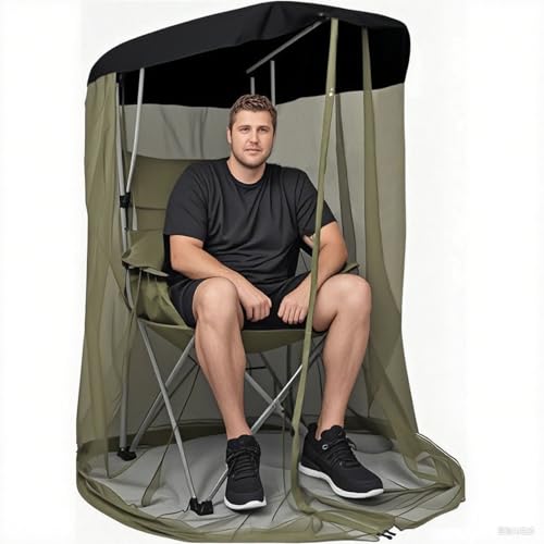 Moskitonetz Campingstühle, robustes Netz für Moskitonetz Abdeckung für Baldachinstuhl mit Reißverschluss für Wandern Camping Angeln Garten Outdoor (Nur Netz) (green, 155*125*205CM) von DUEYUN