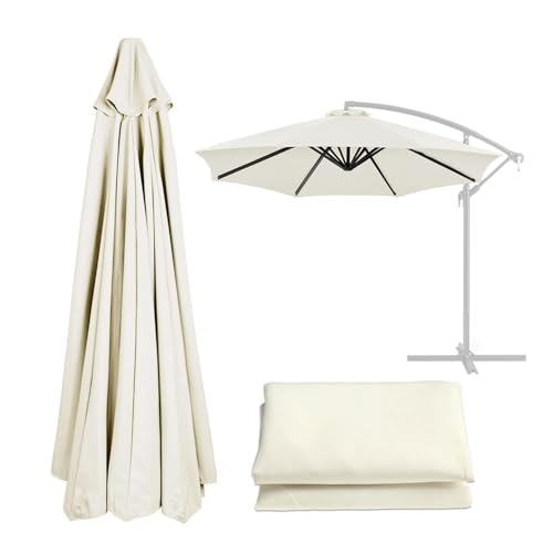 Sonnenschirm Ersatzbezug 2m 2.7m 3m 6/8 Streben Terrassenschirm Bespannung Bezug Gartenschirm Ampelschirm Stoff UV 50+ Wasserdicht Ersatz Stoffbezug Hof Garten Strand Pool (Beige, 270 cm 6 ribs) von DUEYUN