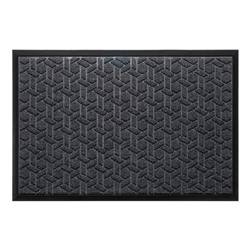 rutschfest Schmutzfangmatte Fußmatte außen und innen, Waschbar Fussmatte, pflegeleicht robust Fußabtreter für Haustür, Eingang, Balkon, Garten (Gray, 80cm x 120cm) von DUEYUN