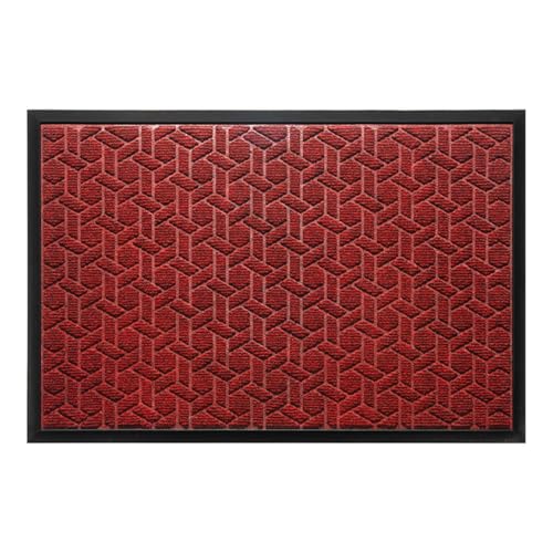 rutschfest Schmutzfangmatte Fußmatte außen und innen, Waschbar Fussmatte, pflegeleicht robust Fußabtreter für Haustür, Eingang, Balkon, Garten (Red, 80cm x 120cm) von DUEYUN