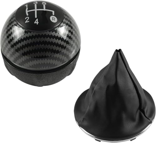 DUEYUU Auto-Schaltknauf Für Fiat 500 500C 2007-2018 Schaltknauf Gamasche Boot Abdeckung Fall(2pcs Carbon 5 speed) von DUEYUU