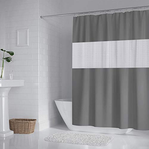 DUFU Duschvorhang waschbarer Badezimmer Vorhang aus Eva für Badezimmer 200x180cm mit 12 Duschvorhangringen von DUFU
