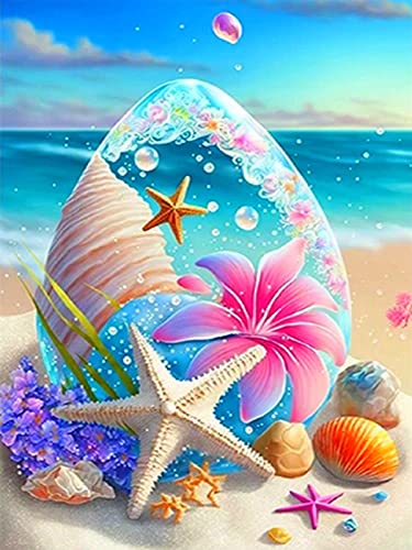 DUGEHO 5D Diamond Painting Full Set,5D Diamant Painting Bilder mit Diamond Painting Zubehör Seestern DIY Diamant Malerei für Home Wall Wand und Eingang Dekorationen(30×40cm) von DUGEHO