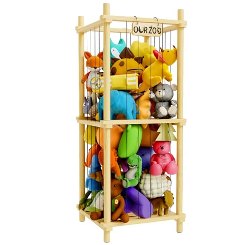 DUHARS Kuscheltier Aufbewahrung Kinderzimmer, 104*43CM Holz Kinder Spielzeug Regal für Kuscheltiere, Stofftiere, Plüschtier, Kinderregal Stofftier Aufbewahrung, Groß Plüschtiere Organizer Kinderzimmer von DUHARS