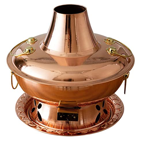 Chafing Dishes Auflauftopf für Herd und Backofen Küche Metall Hot Pot Holzkohle Plug-in 2 Möglichkeiten zum Erhitzen des Haushalts Kupfer Hot Pot Geschirr Chinesisches traditionelles Handwerk (Color : von DUHFQ