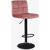 Barhocker 2x Barstuhl Kunstleder oder Stoff Tresenhocker Bar Sessel gut gepolstert höhenverstellbar mit Lehne eckig 451Y/Pink, Samt/DH0853 - Pink, von DUHOME