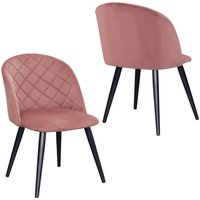 Duhome - 2er Set Esszimmerstuhl aus Stoff Samt Stuhl Retro Design Polsterstuhl mit Rückenlehne Metallbeine Farbauswahl 8052B/Pink, Samt/DH0111 von DUHOME