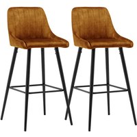 Duhome 2x Barhocker Barstuhl Gestell aus Metall Tresenhocker Bar Sessel gut gepolstert mit Lehne 5162 Vintage/Orange-Braun, Samt Vintage/DH1110 von DUHOME