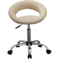 Duhome - Drehstuhl Hocker Mit Rollen Creme DH0423 Hocker Mit Lehne Höhenverstellbar Drehhocker Stuhl Rollhocker Sitzhocker/DH0423 von DUHOME