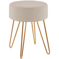 Duhome - Sitzhocker Hocker Rund Farbauswahl Schemel elegantes Design Metallbeine 9111/Cappuccino, Samt/DH0417 - Cappuccino, Samt von DUHOME