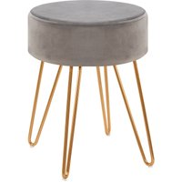 Duhome - Sitzhocker Hocker Rund Farbauswahl Schemel elegantes Design Metallbeine 9111/Grau, Samt/DH0861 - Grau, Samt von DUHOME