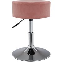 Sitzhocker Hocker rund in Rosa, höhenverstellbar aus Samt Stoff drehbar/DH0466 von DUHOME