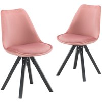 Duhome - Stuhl Esszimmerstuhl Küchenstuhl 2er Set Rosa Pink Holz Beine Stoff Samt/DH0458 von DUHOME