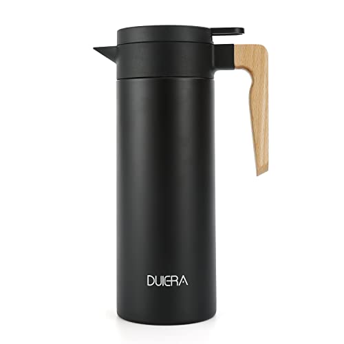 DUIERA Doppelwandige Thermo-Karaffe aus Edelstahl, 1,5 l, für Kaffeekaraffe, Schwarz von DUIERA