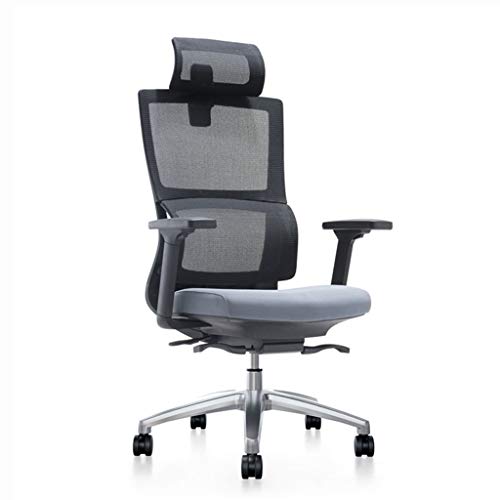 DUIRHNFV Büro-Schwenkstühle, leitender 360 ° Schwenkstuhl EIN Verstellbarer Mesh-Stuhl Ergonomische Computerbürostuhl mit Aluminiumlegierung (Farbe: A, Größe: mit Kopfstütze) von DUIRHNFV