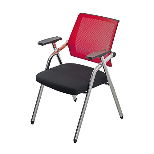 DUIRHNFV Klappschulungstuhl, Besprechungsraum einteiliger Schreibtischstuhl bewegliche tragbare Schüler mit Tischbrett und Pulley Conference Stuhl, 6 Farben Task Stuhl (Farbe: Rot, Größe: Stil 1) von DUIRHNFV
