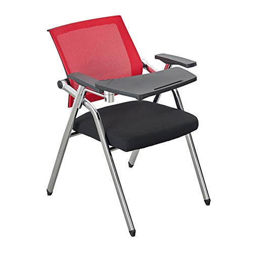 DUIRHNFV Klappschulungstuhl, Besprechungsraum einteiliger Schreibtischstuhl bewegliche tragbare Schüler mit Tischbrett und Pulley Conference Stuhl, 6 Farben Task Stuhl (Farbe: Rot, Größe: Stil 2) von DUIRHNFV
