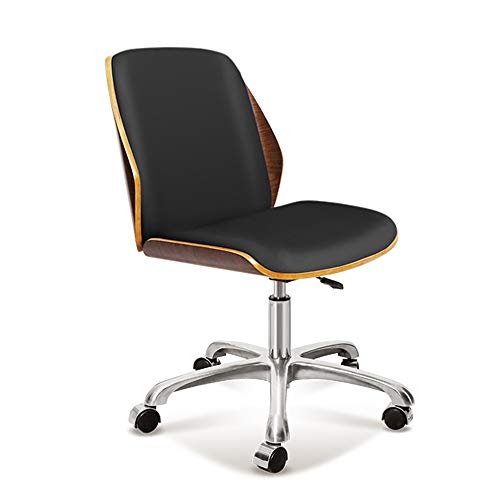 DUIRHNFV Massivholz -Schwenkstuhl, PU Computer Executive Office Desk Stuhl Schwenkmöbel Holz hoher Rückenstuhl für Home Study Task Stuhl (Farbe: E) von DUIRHNFV