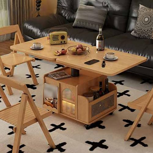 DUIRHNFV Mitte des Jahrhunderts Moderne Faltflip -Tabletop Seitentisch, Couchtisch mit Rädern Basis, mobiler Schreibtisch für Wohnzimmerzentrum (Stil 2) von DUIRHNFV