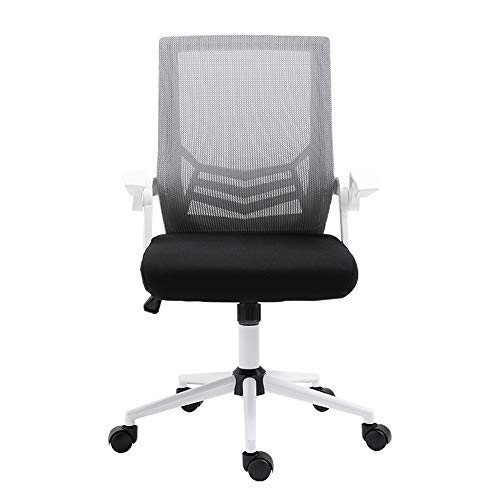 DUIRHNFV Office Stuhl ， schwarzer ergonomischer Schwenk -Mesh -Task -Stuhl Hochrücken gepolsterter Schreibtischstuhl mit Faltbarer Armlehne und Höhe verstellbar (Farbe: Grau) von DUIRHNFV