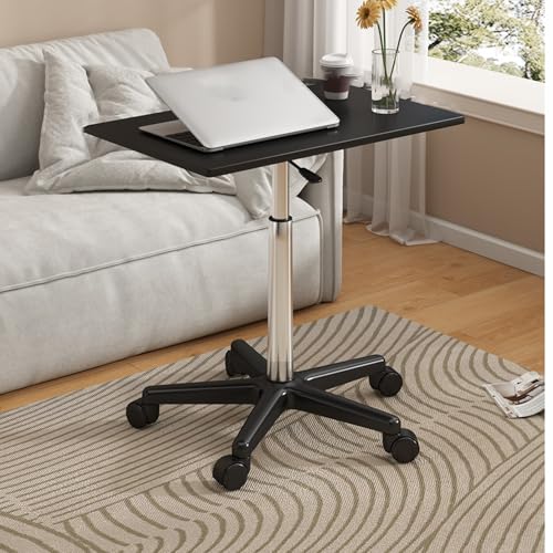 DUIRHNFV Tragbarer Rechteck-Laptop-Schreibtisch, Mobile Stehschreibtisch einstellbare Höhe, Kleiner Computertisch, Nachttisch (schwarz, 59-80 cm) von DUIRHNFV