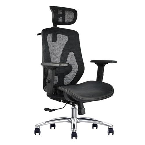 Ergonomischer Schreibtischstuhl mit hohem Rücken, Home -Dreh -Computerstuhl, Rolling Desk Stuhl mit verstellbarer Armlehne, Lendenwirbelsäule und bequeme Kopfstütze (Farbe: Schwarz, Größe: 71 cm/29,9 von DUIRHNFV