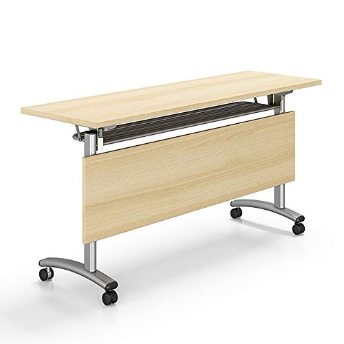Klappertabelle, 120 cm Holz verdickter rechteckiger Mitarbeiter bewegt Office Desk Meeting Table Multifunktionsschalter Stuhl, Workstation, Computer/PC-Tisch-Weiß-Rahmen (Größe: 140x40x75cm) von DUIRHNFV