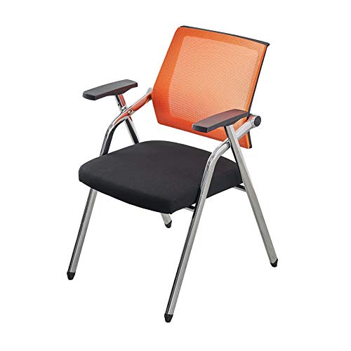 Klappschulungstuhl, Besprechungsraum einteiliger Schreibtischstuhl bewegliche tragbare Schüler mit Tischbrett und Riemenscheibe-Konferenzstuhl, 6 Farben Task Stuhl (Farbe: Orange, Größe: Stil 1) von DUIRHNFV