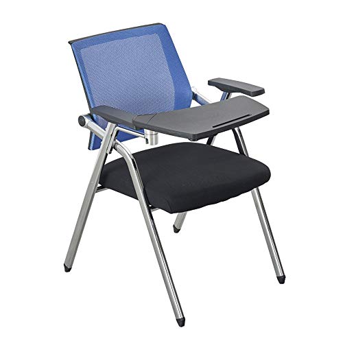 Klappschulungstuhl, Besprechungsraum einteiliger Schreibtischstuhl bewegliche tragbare Schüler mit Tischbrett und Riemenscheibenkonferenzstuhl, 6 Farben Task Stuhl (Farbe: Blau, Größe: Stil 2) von DUIRHNFV