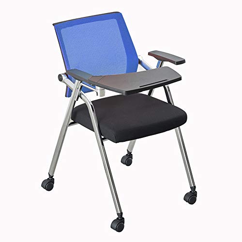 Klappschulungstuhl, Besprechungsraum einteiliger Schreibtischstuhl bewegliche tragbare Schüler mit Tischbrett und Riemenscheibenkonferenzstuhl, 6 Farben Task Stuhl (Farbe: Blau, Größe: Stil 3) von DUIRHNFV