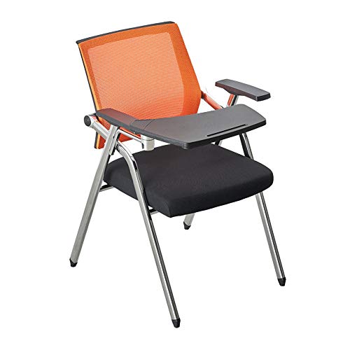 Klappschulungstuhl, Besprechungsraum einteiliger Schreibtischstuhl bewegliche tragbare Schüler mit Tischbrett und Riemenscheibenkonferenzstuhl, 6 Farben Task Stuhl (Farbe: Orange, Größe: Stil 2) von DUIRHNFV
