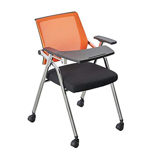 Klappschulungstuhl, Besprechungsraum einteiliger Schreibtischstuhl bewegliche tragbare Schüler mit Tischbrett und Riemenscheibenkonferenzstuhl, 6 Farben Task Stuhl (Farbe: Orange, Größe: Stil 3) von DUIRHNFV