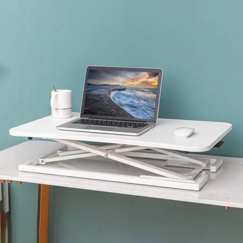 Kleiner Stehschreiber, Tabletop Sit, um einen Stellvertreter mit pneumatischer Höhenanpassung für Home Offcie Cubicle Table Desktop (Farbe: Weiß, Größe: 47,3 * 72,8 cm) von DUIRHNFV