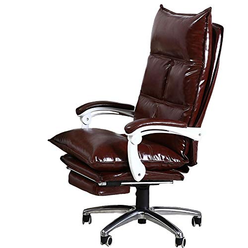 Swivel Office Stuhl - Schreibtischstuhl mit Armen 360 Grad Schwenk Computerstuhl für Aufgabenstuhl einstellbare Höhe Neigungsstuhl gepolsterte Sitze Task Stuhl (Farbe: Braun, Größe: mit Pedalen) von DUIRHNFV