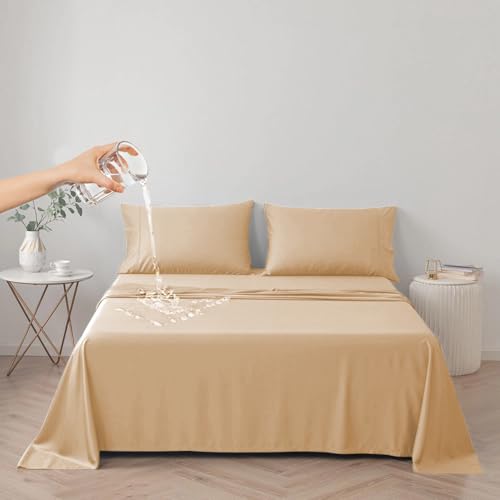 DUJUIKE 100% wasserdichte Schutzdecke oder Liner für Bett, Matratzenschoner für das Bett, Wiederverwendbare Unterlage, Bettlakenschutz (Aprikosengelb, Cal King/King 230 * 250cm) von DUJUIKE