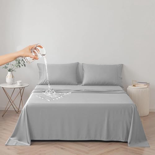 DUJUIKE 100% wasserdichte Schutzdecke oder Liner für Bett, Matratzenschoner für das Bett, Wiederverwendbare Unterlage, Bettlakenschutz (Grau, Queen 200 * 230 cm) von DUJUIKE
